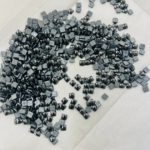 swarovski crystal hotfix pearls cabochons dark grey jet hematite square flat back