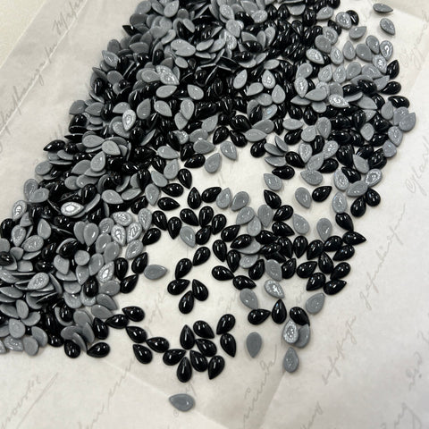 swarovski crystal flat back pearls cabochons in jet shiny black hotfix 6 mm