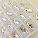 actual photo of Swarovski Elements article 2201 Marquise shaped clear crystal